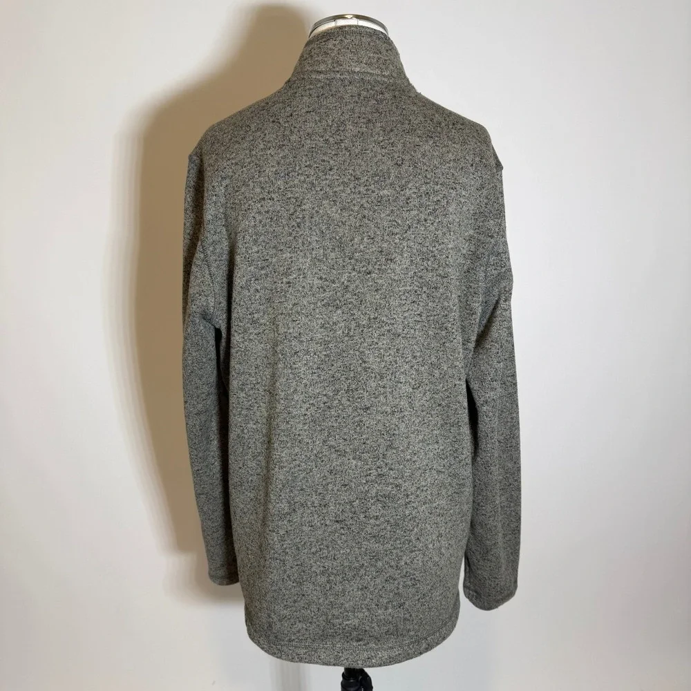 Eddie Bauer Heather Gray Quarter Zip Fleece Pullover Sweater Outdoor Mens Large